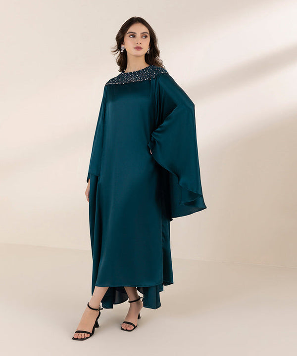 Embelished Sea Green Kaftan - Sapphire