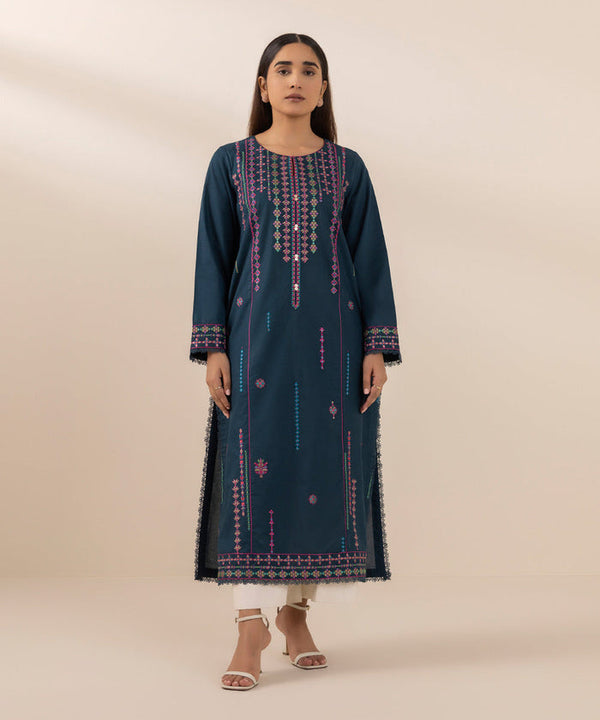 Embroidered Dobby Zinc 2 Piece Suit - Sapphire