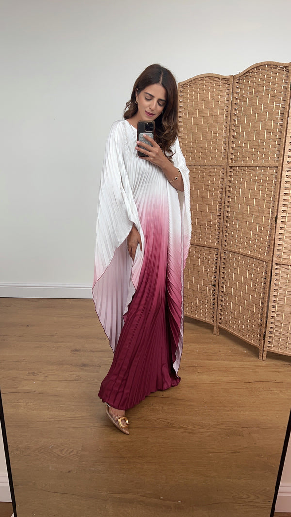 Ivana ombre dress in white/wine