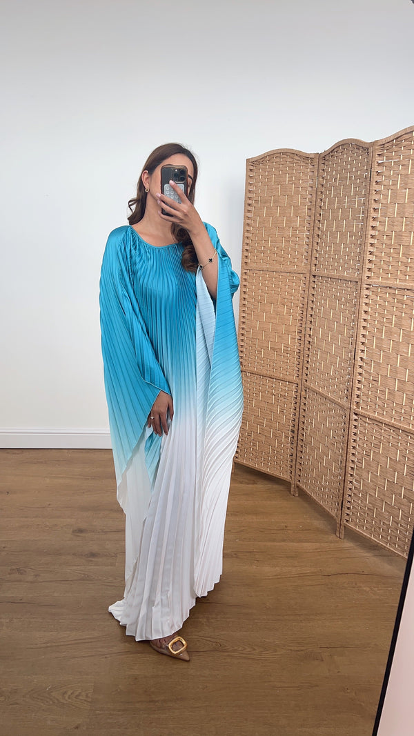 Ivana ombre dress in white/ice blue