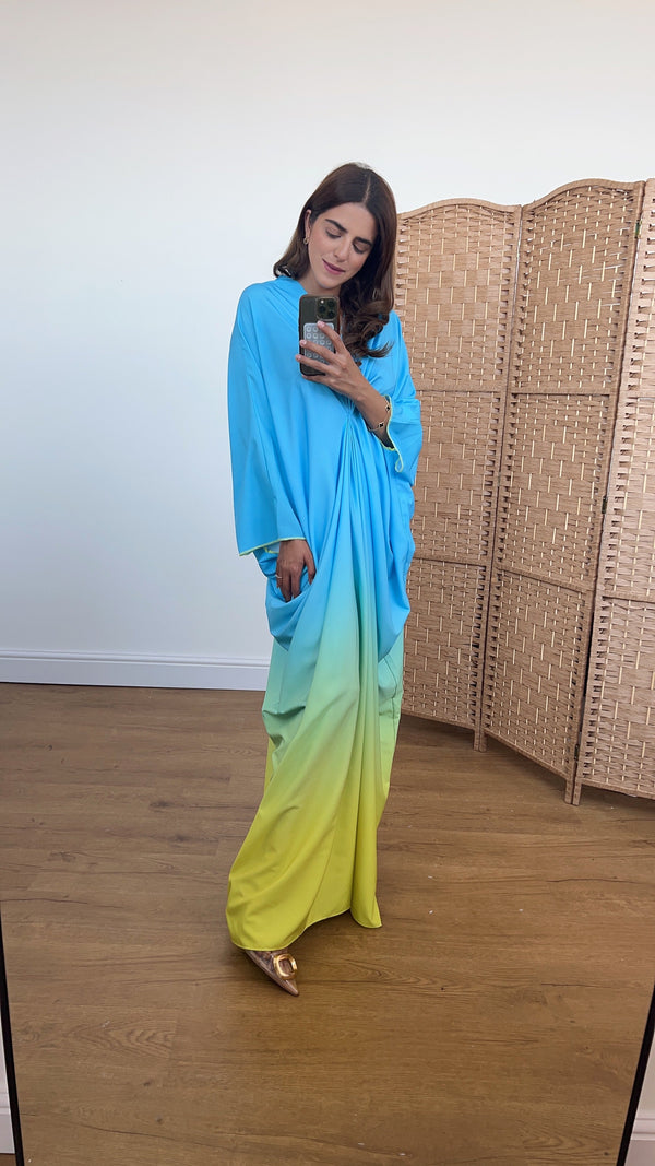 Nave ombre dress aqua/yellow
