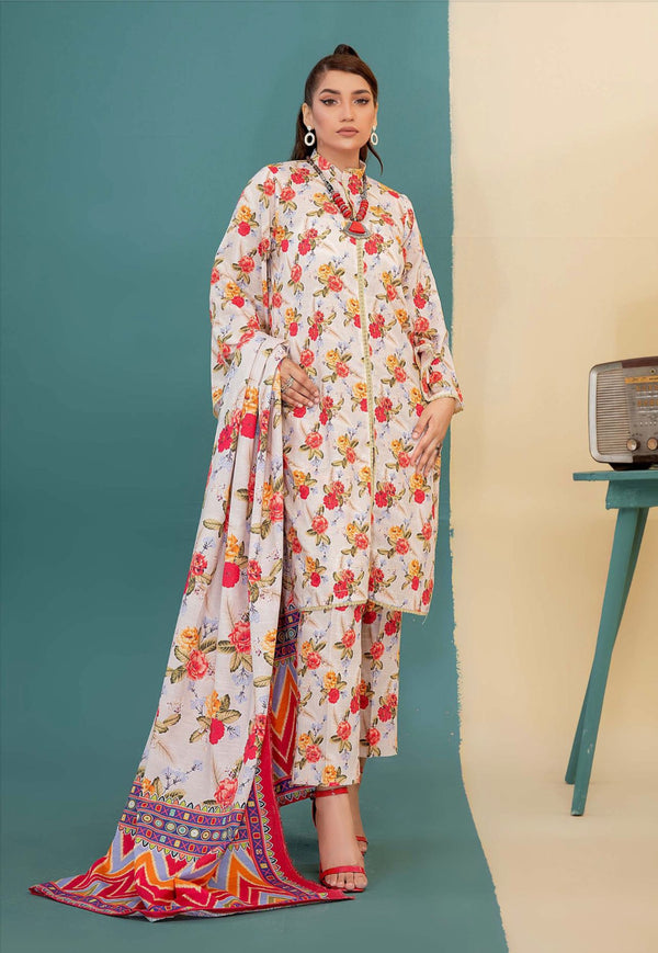 3 PIECE - UNSTITCHED DIGITAL PRINTED KHADDAR BY AIZAL SUIT