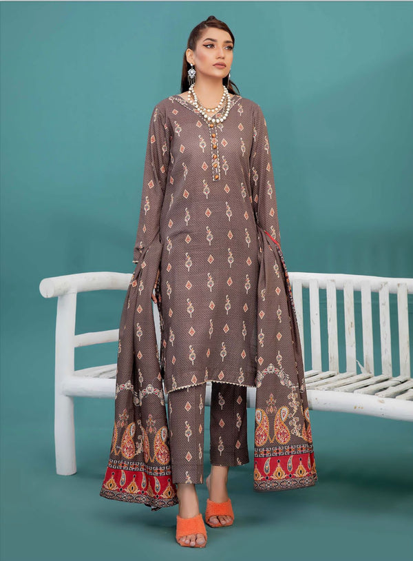 3 PIECE - UNSTITCHED DIGITAL PRINTED KHADDAR BY AIZAL SUIT