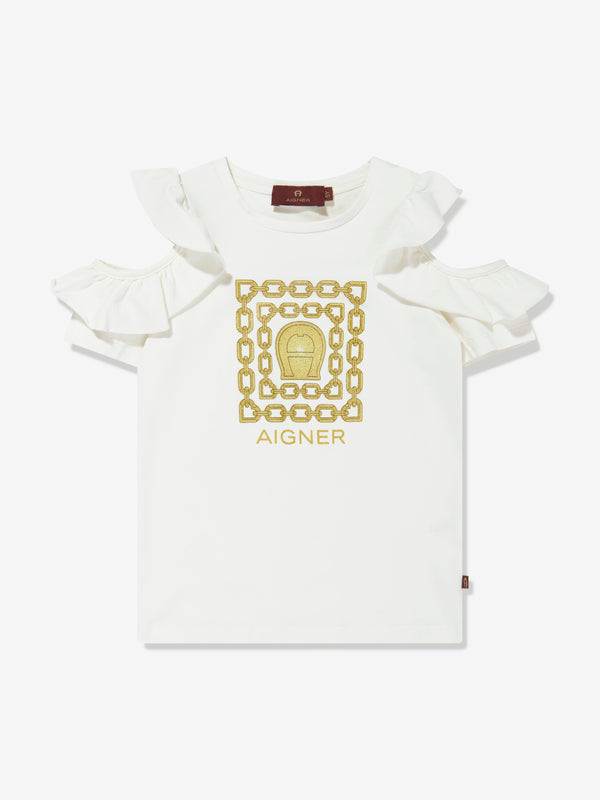 Girls Logo Print T-Shirt in White