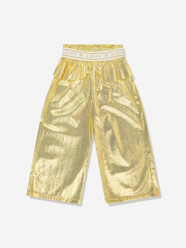 Girls Metallic Trousers in Gold
