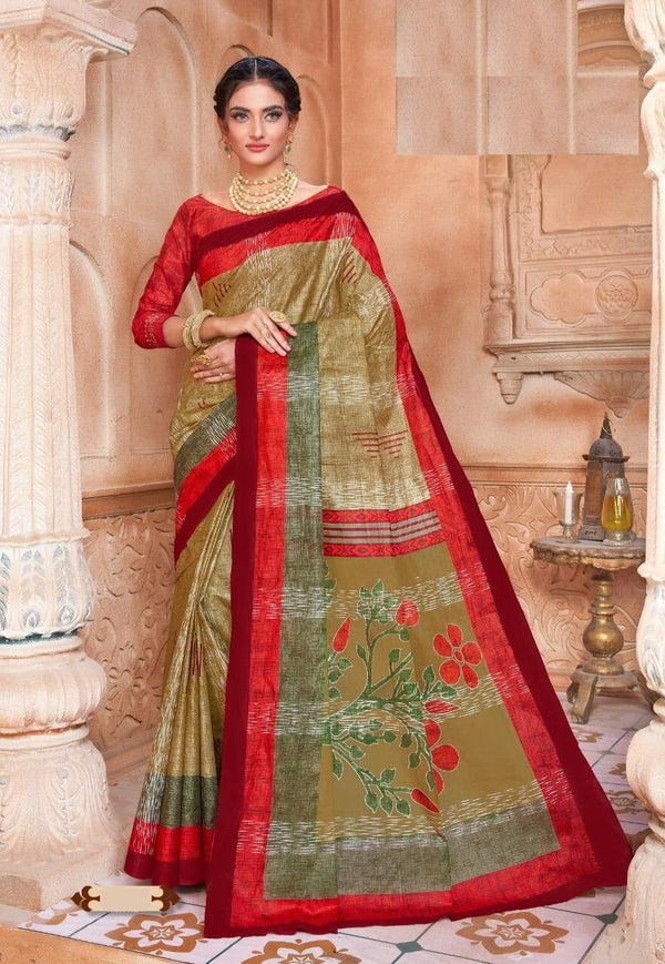Pure Cotton Saree With Blouse Piece
