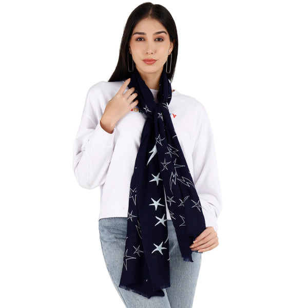 Large Pashmina Stole with Velvet Stars