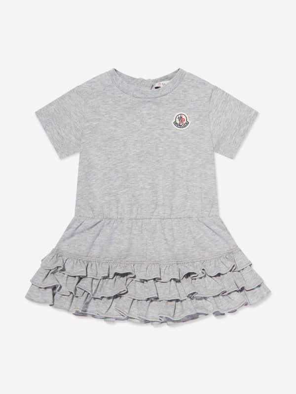 Baby Girls Frilly T-Shirt Dress in Grey
