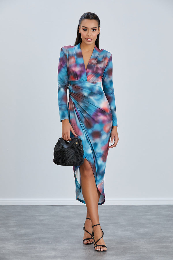 Forever Long Sleeve Wrap Midi Dress