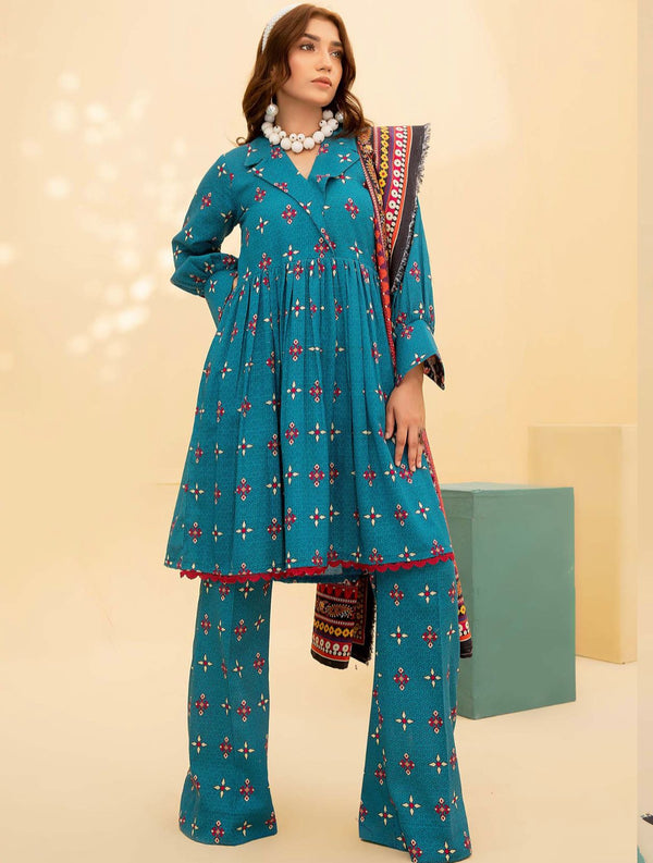 3 PIECE - UNSTITCHED DIGITAL PRINTED KHADDAR BY AIZAL SUIT