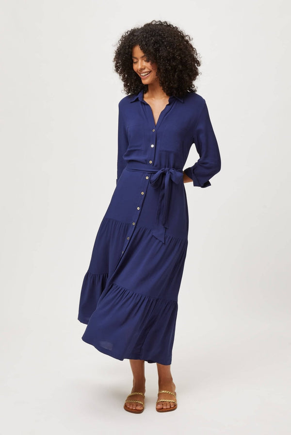 Core Maxi Shirt Dress in Navy