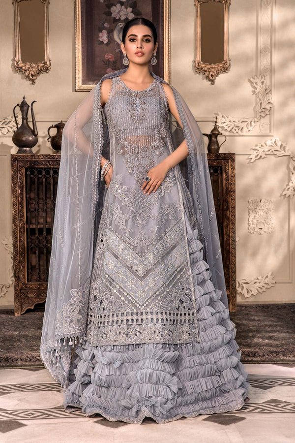 Maria B Embroidered Organza 3 Piece Suit ice Blue BD-2603
