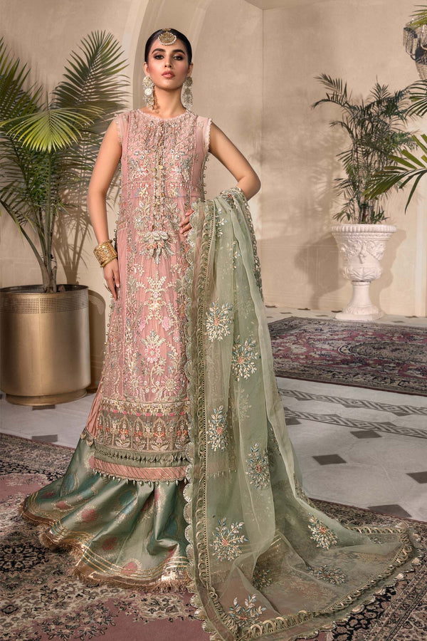 Maria B Embroidered Net 3 Piece Suit Sea Green BD-2607