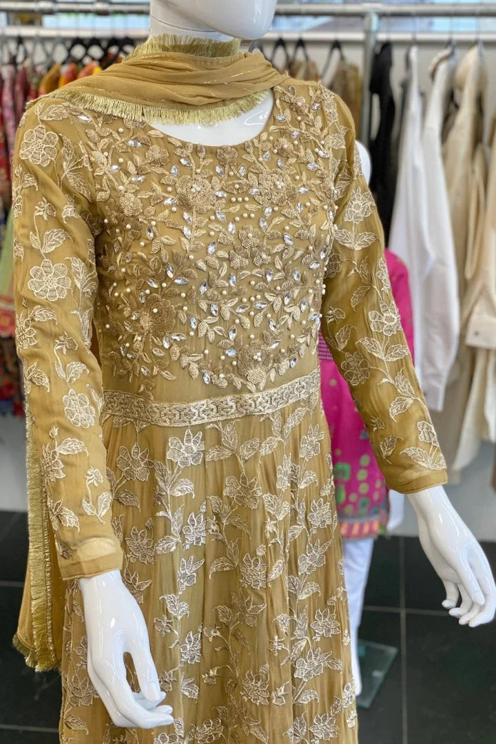 House Of Serene Maxi Dress Brown Beige HOS21 Clothingam