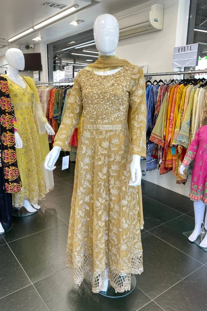House Of Serene Maxi Dress Brown Beige HOS21 Clothingam