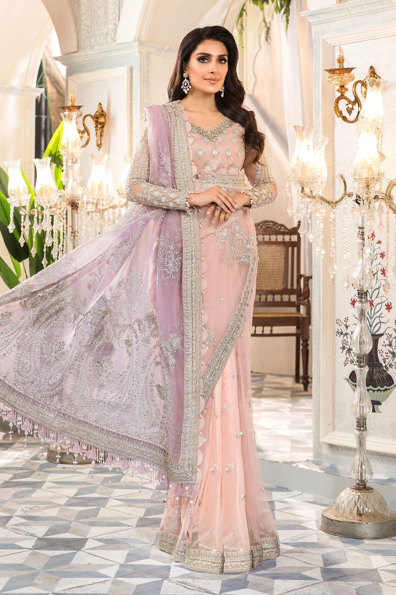 Maria B Mbroidered Wedding 2022 | Rose Pink and Lilac-BD-2404 Clothingam