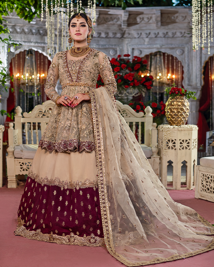 Maria Osama Khan Embroidered Net 3 piece suit SURKHAB Clothingam
