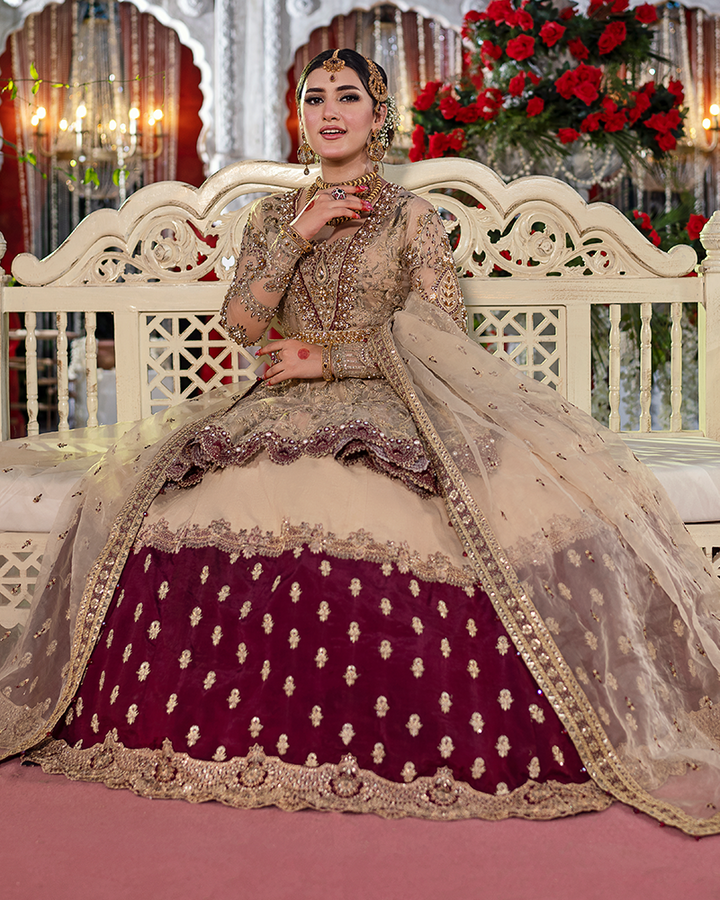 Maria Osama Khan Embroidered Net 3 piece suit SURKHAB Clothingam