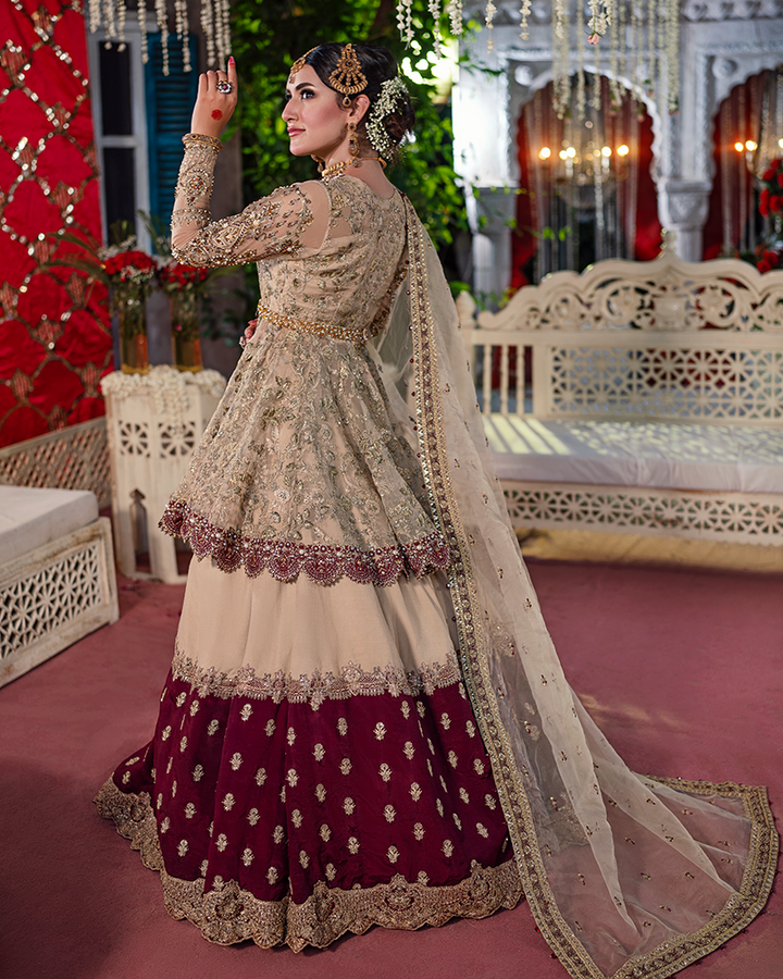 Maria Osama Khan Embroidered Net 3 piece suit SURKHAB Clothingam