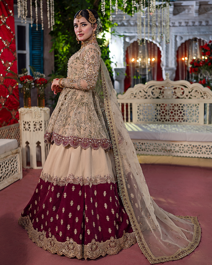 Maria Osama Khan Embroidered Net 3 piece suit SURKHAB Clothingam