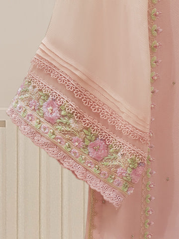 TWO PIECE 100% PURE CHIFFON HEAVILY EMBROIDERED S106981